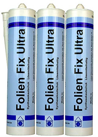 3 Stück Folienkleber Ultra- Dampfbremsenkleber, Dichtkleber, Luftdichtungskleber Folien Fixkleber Ultra Kartusche 300 ml. Starkes Haftspektrum