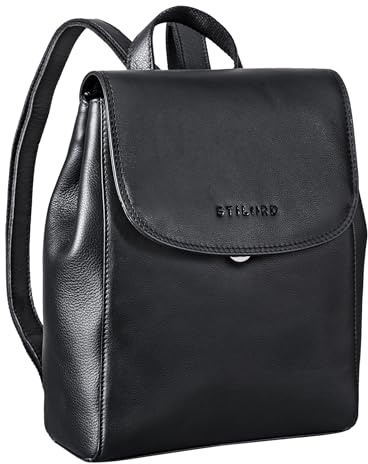 STILORD Hazel Frauen Rucksack Elegant Leder Daypack Kleiner Lederrucksack Vintage Cityrucksack Rucksackhandtasche für 13,3 Zoll MacBook Echtleder Farbe:schwarz