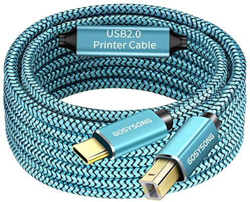 GOSYSONG Câble d'imprimante USB C vers B actif de 15,2 m compatible avec imprimante, scanner, fax, piano, clavier midi, enregistrement audio