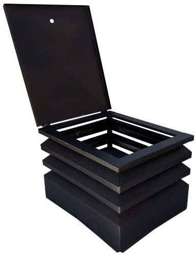 Comignolo grigio antivento antipioggia base quadrata 10/10 fumaiolo x camino e canna fumaria (32 x 32 cm)