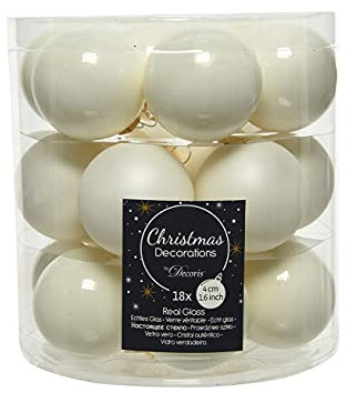 Elegante juego de 18 bolas de Navidad de cristal, color blanco mate y brillante, 4 cm, decoración navideña