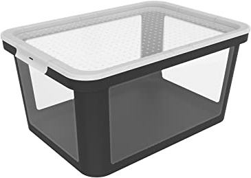Rotho Albris Aufbewahrungsbox mit Deckel 45 L PP-Kunststoff transparent | 45 L Volumen, transparent für schnellen Überblick, schwarzer Deckel, aus recyceltem PP-Kunststoff, 57,0 x 39,2 x 27,0 cm