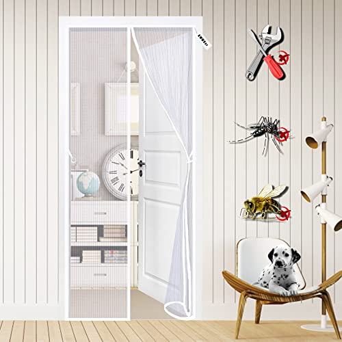Zanzariera Magnetica per Porte Finestra, 100 x 260 cm Tende Zanzariere con Calamita per Finestre, Zanzariere Magnetiche balcone, si Chiude da Sola Bianco