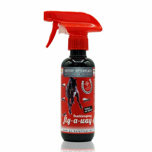 Gustav Optenplatz Insektenspray Fly-a-Way für Pferde, GO! Pferdepflege, Insektenabwehrspray, Schutz vor Fliegen, Bremsen und Zecken, Anti-Doping (250ml)