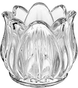 JIHUOO Glass Tulip Flower Candle Holder Clear Tealight Votive Candle Holder Cup Crystal Candlestick Holder Candle Centerpieces for Christmas Wedding Party