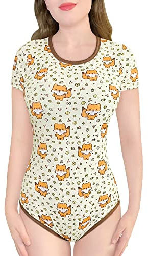 LittleForBig Bomull Sparkdräkt Onesie Pyjamas Kroppsdräkt - Skogsräv Bodysuit Brun S