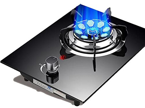 TONGRENYUYI Cuisinière À Gaz 33CM, Cuisinière À Gaz À 1 Brûleur, Table De Cuisson À Gaz Convertible NG/LPG, Dessus en Verre Trempé Noir avec Protection Anti-Extinction, Adapté À La Cuisine Domestique