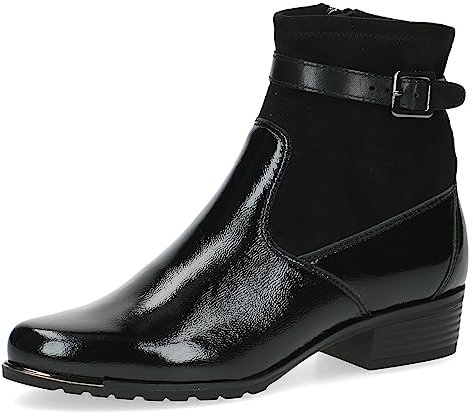 CAPRICE Damen Stiefeletten mit Absatz mit Schnalle Kleiner Absatz, Schwarz (Black Comb), 38.5 EU