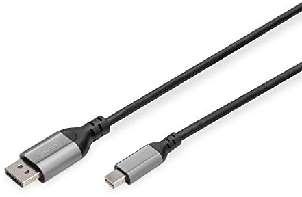DIGITUS 8K/60Hz Cavo adattatore Displayport - Da DP a mini DP - Displayport 1.4 - 4k/144Hz - 2 m - Custodia in alluminio - nero