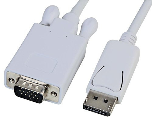 Lead DP Male to VGA Male 1M, White, Audio & Video Cable Assemblies Qty X 1
