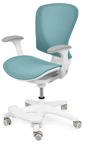 Spacetronik Ergonomischer Schreibtischstuhl Kinder Drehstuhl | für 5-14 Jahre, Verstellbare Sitztiefe, 82-92 cm Höhe, Abnehmbare Fußstütze, Schwerkraftrollen, Atmungsaktives Netzgewebe