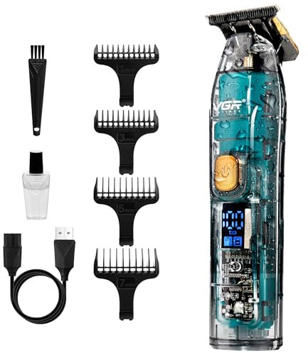 VGR Beard Trimmer for Men Rechargeable Cordless Hair Clippers - IPX7 Waterproof - 180 Min Battery - Precision Ceramic Blades - Facial Electric Shaver Grooming Kit for Stubble, Sideburns, Bald Head