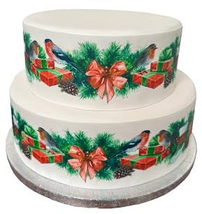 Orange Trading Dartmouth LTD A4 Edible Decor Icing Sheet Christmas Robins Border Edible Cake Topper Decoration