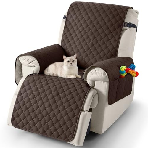 TAOCOCO Sesselschoner für Relaxsessel, Sesselbezug Relaxsessel mit Armlehnen und Taschen, Sessel überzug Wasserdicht für EIN Zuhause mit Kindern und Haustieren(Chocolate, 63.5×231 cm)