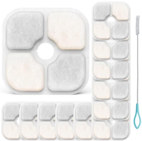 Acmerota Paquet de 12 Filtres de Fontaine à Eau pour Chat Compatible pour Catit Pixi Cat Fontaine d'eau Potable, Filtre de Fontaine d'eau Portable Filtre à Eau Triple Action de Remplacement