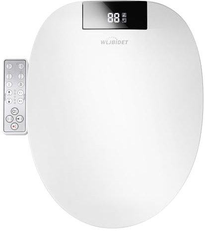 WLJBIDET Toilet Bidet Seat, Instant Warm Water, Self-Cleaning Nozzle, Multiple Spraying Modes, Electric Heated Seat, Warm Air Drying, Soft Closed Lid, Display Screen, Requires Electricity, Round