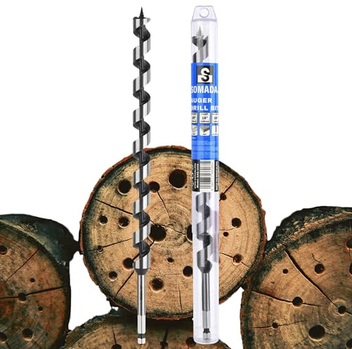 SOMADA 3/4 Zoll x 14 Zoll Schlangenbohrer für Holz, Sechskantschaft 3/8 Zoll einteilig, Schiffsschneckenbohrer Langbohrer für Weich- und Hartholz Kunststoff Trockenbau und Verbundwerkstoffe