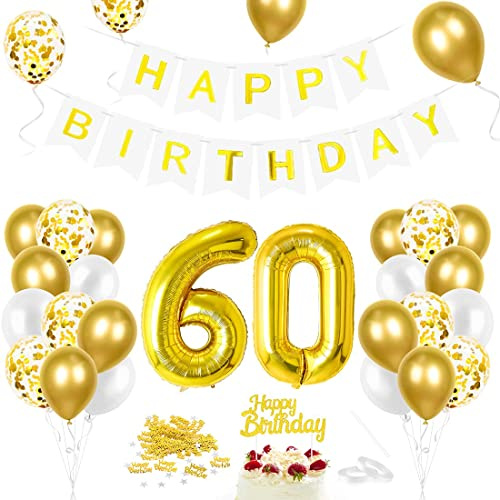 Palloncino dorato 60° compleanno, decorazione 60° compleanno, pallone foil gigante numero 60, pallone foil buon compleanno 60, pallone 60° compleanno decorazione uomo donna