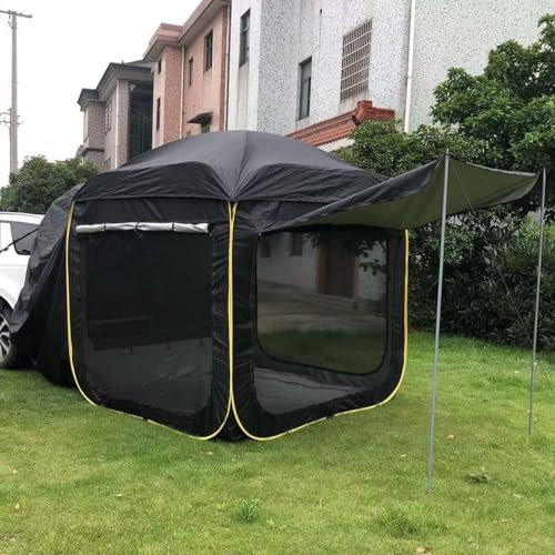Campingzelt, Pop-Up-Auto-Heckzelt für Camping, Auto-Heckklappen-Markisenzelt, tragbare SUV-Kofferraum-Autozelte, Familien-Campingzelt mit 3-seitigem atmungsaktivem Bildschirm für C