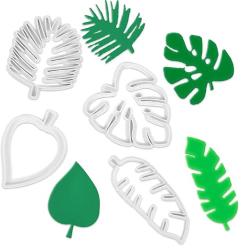 4 Stück Blatt Fondant Ausstecher Kuchendekoration Ausstechformen zum Backen Hawaii Palme Keksausstecher Palmenblätter Form für Selbstgemachte Kuchen Zuckerguss Fondant Dekorations