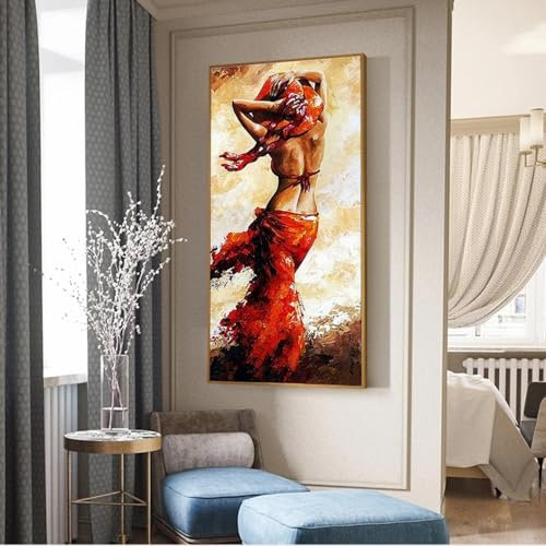 ADOHOME Abstraktes Portrait-Leinwandgemälde an der Wand, modernes Mädchen, Pop-Art, Leinwanddrucke, Poster und Drucke, Bilder, Heimdekoration, 65 x 130 cm, rahmenlos
