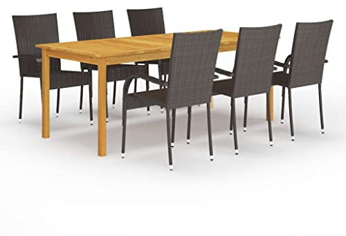 LXYZWRW Gartenmöbel-Set, 7-teilig, braun, Gartenmöbel-Sets