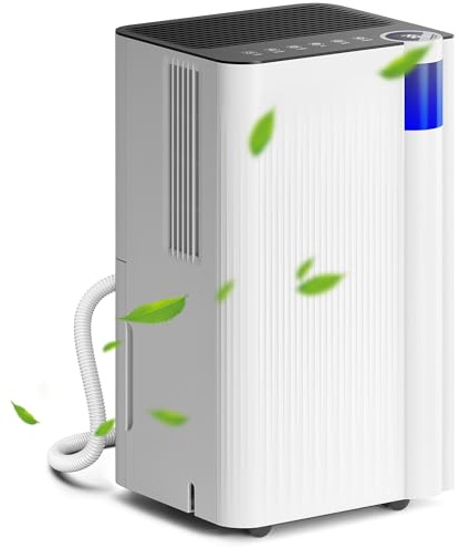 HOMCOM 12L/Day Dehumidifier, Low Noise Level, Continuous Drainage, 2L Tank