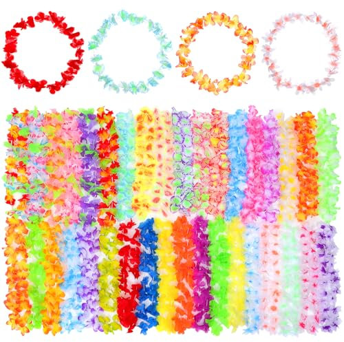 RORPOIR 36stücke Hawaiian Garland Mit Farbenfrohen Künstlichen Blumen Halskranz Für Tropische Themenpartys Hochzeiten Strandgeburtstagsfeiern Für Festliche Dekorationen