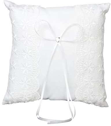 MAGICLULU Rundes Kissen 20x20cm Hochzeitskissen Mit Spitzenherz-Design Ideal Für Träger