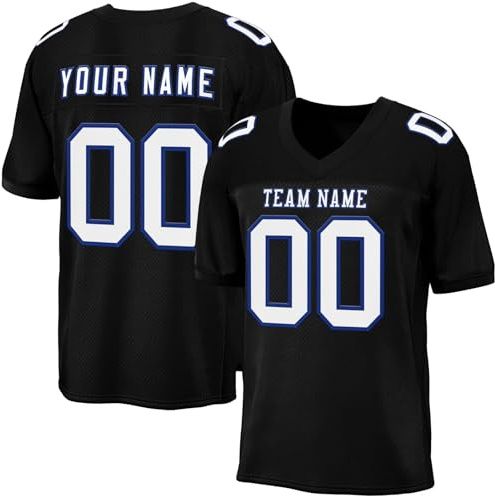 Personnalisé Sport Maillot de Football Américain pour Hommes Femmes Jeunes Préscolaires T-Shirts Manches Courtes à Séchage Rapide Personnalisable avec Logo Nom et Numéro de l'équipe