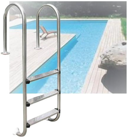 Swimming Pool Ladder, Swimming Pool Stainless Steel Step with Handrails,2/3 Steps Entry and Exit Pool Ladder For Outdoor Pool(Drilling,3-Steps1.0mm)
