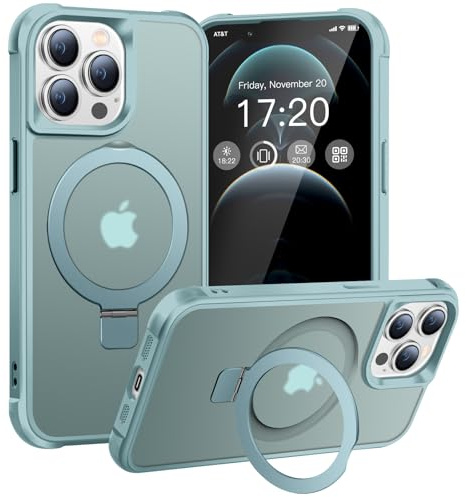 BENTIACC Hülle für iPhone 12/13 Pro Max mit Magnet Ständer, Seeblau | 120° Öffnungsbereich, Mil-Grade Drop Shockproof, Kratzfeste Fingerabdruck Rutschfest Handyhülle, Die Hände frei habe