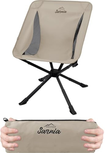 normani Ultraleichter Campingstuhl Faltstuhl Klappstuhl - Anglerstuhl mit kleinem Packmaß und Packtasche - Getränkehalter verfügbar Farbe Beige