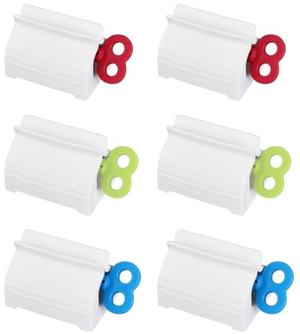 JchEnye Juego de 6 Piezas de Tubo Exprimidor-Exprimidor de Pasta de Dientes Rodable, Crema de Manos y Pintura Rojo, Azul y Verde