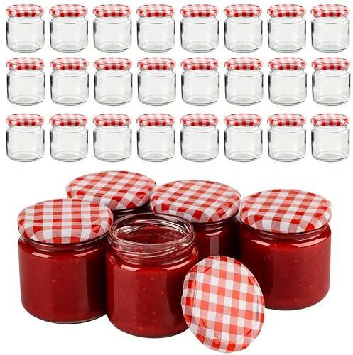 Devitre 30er Set Einmachgläser mit Deckel 210ml kleine Marmeladengläser mit Etiketten