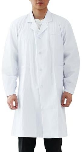 Blouse De Chimie Lycée, Blouse Blanche Chimie Lycee Coton Femme Homme Collège Physique De Travail Chemisiers Et Blouses Chemise Manches Longues avec Poche Et Bouton Grande Taille Couleur Unie 3XL