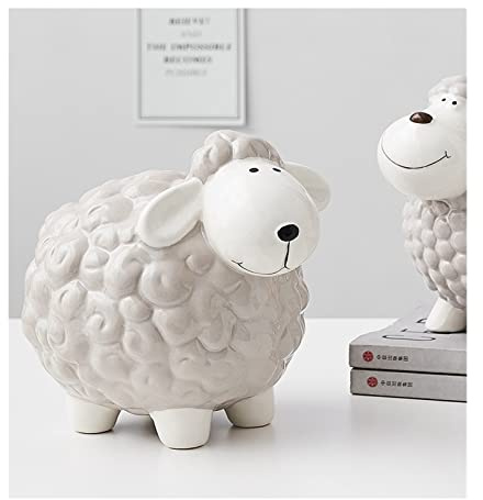 MJFVN Schaf Sparschwein Keramik Spardose for Münzen Bargeld Aufbewahrungsbox Kindergeburtstagsgeschenke Heimdekoration Spardose Praktische Geschenke for Geburtstage, Weihnachten, Babypartys(A)