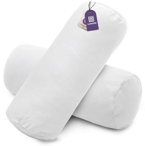 Luxoon Lot de 2 housses de traversin avec fermeture éclair - 100 % coton doux - Lavables et passent au sèche-linge - 15 x 40 cm - Blanc