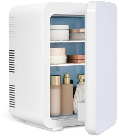 eklipt Mini Fridge for Bedrooms 10L/12 Cans with AC/DC Powered, Small Skincare Portable Beauty Fridge with System Cooler and Warmer for Cosmetic, Office or Car, White