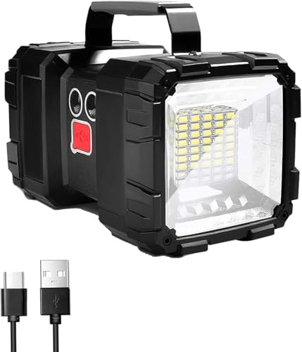 LETOUR Torch Rechargeable 10000mAh 10000LM LED Super Bright Multifunction Flashlight 7 Modes Camping Torch Large Light Powerful USB Power Bank for Outage,Outdoor