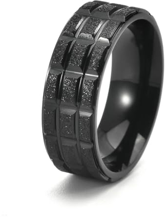fycouyee Personlighet man blomma smärgel ring prydnad guld matt punk ring, 7