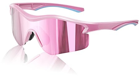Sobotoo Skydd sportglasögon, polariserade cykelsolglasögon för män, kvinnor, cykelglasögon, skidglasögon för löpning, vandring, skidåkning (rosa)