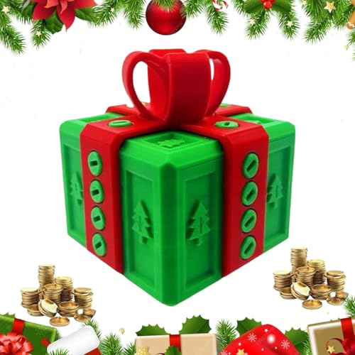 Streichbox | Weihnachten Lustiges Party Zubehör | 3D-gedruckte Geldkassette Mit Schraube | Für Kinder Erwachsene Freunde Party Mitgebsel Süßigkeiten Karte Münze Strumpffüller Geburtstag Feiertag