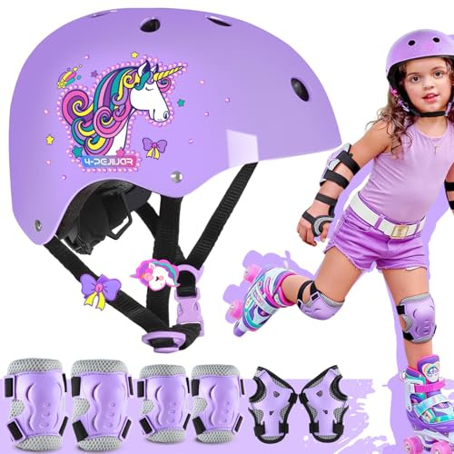 Licorne Protection Roller Enfant Fille Genouillères pour Enfants Equipement de Protection avec Sac de Transport pour Scooters Vélos Inline Skates Skateboard
