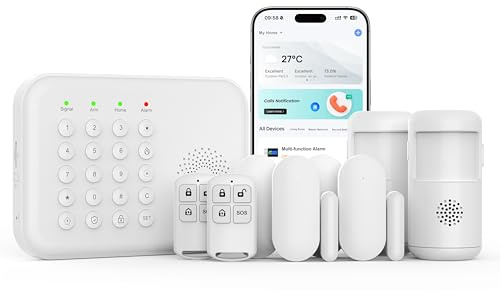 XNH Kit sistemi di sicurezza domestica wireless, sistema di allarme 4G/WiFi + GSM con selezione automatica, app e controllo vocale, senza costi mensili, compatibile con Alexa e Google Assistant