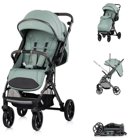Chipolino Kinderwagen Omnia RU-Räder, klappbar, Stoßdämpfer, Sonnendach, Fußsack grün