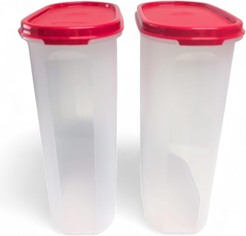Tupperware Eidgenosse - Set di 2 contenitori ovali compatti e compatti per frigorifero, 2,3 litri, 2300 ml, rosso, set di 2 contenitori per caffè, farina, zucchero