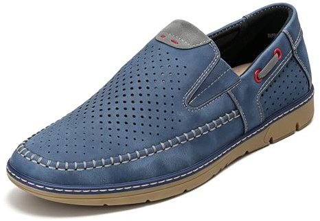 CLEIKS Scarpe Estive Forate Uomo Mocassini Senza Lacci Leggeri E Comodi (Blu, 42EU, MMS250044-3)