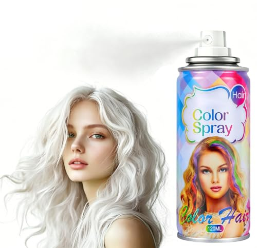 KALYFADIO White Hair Spray Color Temporary Hair Color Spray,4.06Oz,White | Temporary Hair Color Spray for Women,One-Time Use,Quick-drying,Washable,Suitable for Halloween,Christmas,Cosplay