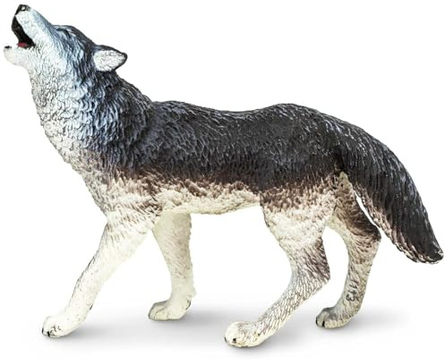 Loup gris 9,5 cm | Non toxique et sans BPA | Convient aux enfants de 3 ans et plus | Safari Ltd